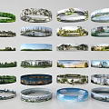Bird's Eye View Planning With Various Landscapes Parks Lakes Cities And Green Spaces