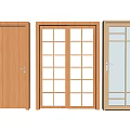 Wooden Hinged Doors With Glass Grid And Solid Panel Designs 3d model