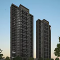 Modern High Rise Residential Buildings With Large Windows And Balconies Against Blue Sky And Trees
