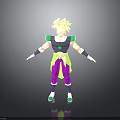 3D Animated Character With Golden Hair Black Green Top Purple Pants Green Shoes Arms Outstretched