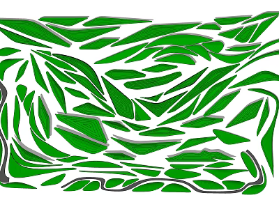 Artistic Garden Ornament Design Featuring Green Leaf Patterns And Natural Elements 3d model