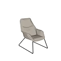Beige High Back Lounge Chair With Padded Seat And Metal Legs Frame