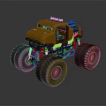 Yellow Monster Truck With Big Black Tires And Heavy Duty Exterior