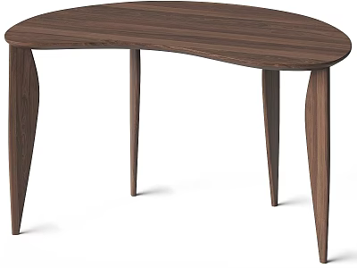 Elegant Modern Curved Wooden Coffee Table With Sturdy Legs Design 3d model