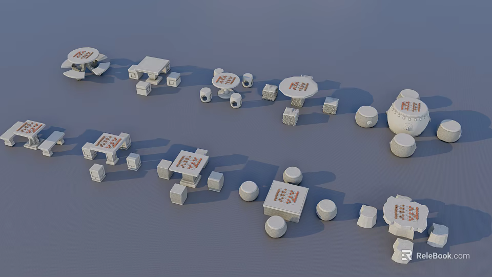 White Table And Chair Sets With Round Square Tables And Matching Chairs 3d model 