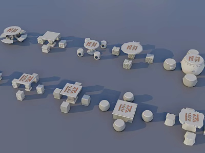 White Table And Chair Sets With Round Square Tables And Matching Chairs 3d model