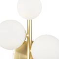 Modern Wall Sconce with Golden Metal Frame and Three White Spherical Shades