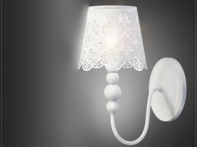 Elegant White Wall Lamp With Lace Shade And Spherical Beads Design 3d model