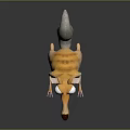 Cartoon Creature Character With Long Snout Large Teeth Big Eyes Fluffy Tail Orange Gray Fur