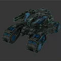 Futuristic Military Vehicle with Armored Design Multiple Wheels and Weapon System