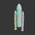 Detailed Space Rocket Model with White Main Body and Red Base Boosters 3d model