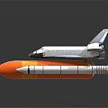 Detailed Military Weapon Model Featuring White Space Shuttle And Orange Rocket 3d model