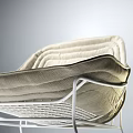 Beige Fabric Lounge Chair With Metal Frame Comfortable Cushion And Vanvachtan Label Modern Design