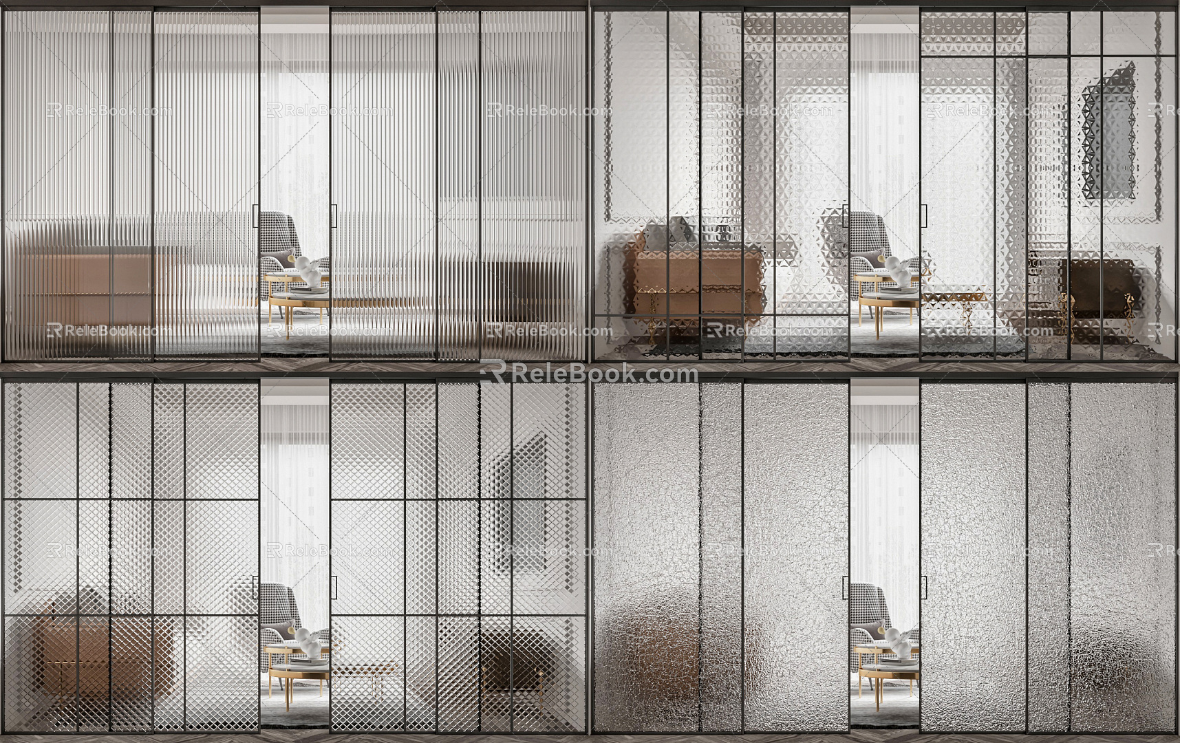 Modern sliding door glass door 3d model