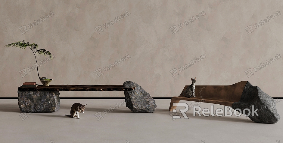 Quiet Stone Bench model