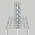 3D Model of Spiral Staircase Structure With Grid Foundation and Supports