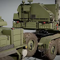 Olive Green Military Utility Vehicle Featuring Launch System And Multiple Wheels 3d model