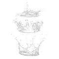 Elegant Garden Ornaments Featuring Transparent Containers Water Splashes And Reflections On Black Background