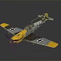 Vintage Gray And Yellow Fighter Plane Model With Black Crosses On Wings