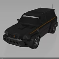 Black Modified SUV With BIG PERFORMANCE Decal Sporty Front Grille Large Wheels And Roof Antennas