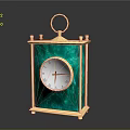 Elegant Green Decorative Lantern With Golden Frame Top Ring And Circular Silver Panel