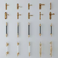 Various Styles of Decorative Door Handles in Golden Black and White Finishes