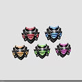 Black Shoulder Armor Pieces With Colorful Glowing Stripes In Various Colors