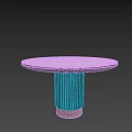 Modern Round Dining Table With White Tabletop And Fluted Black Base 3d model