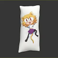 Cute White Pillow Featuring Cartoon Cat Eared Girl With Yellow Hair And Red Eyes
