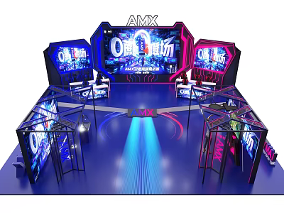 AMX eSports Stage Setup With Large Screens Vibrant Lighting And Modern Interactive Displays 3d model