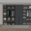 Organized Modern Wardrobe Interior With Hanging Clothes Folded Items And Shoe Racks