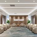 Hotel Public Lounge Area Modern Interior With Comfortable Seating Decorative Carpet Green Plants And Lighting