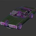 Green Vintage Sedan Car With Classic Front Grille And Headlights Design