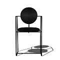 Modern Single Chair Featuring Black Metal Frame Round Backrest And Padded Seat