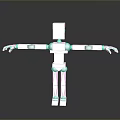 Game and Movie Character 3D Rendered White Robot with Extended Arms and Mechanical Joints