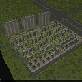 Aerial View Planning of Residential Complex With Tall Buildings Low Rise Structures Greenery and River