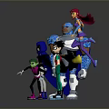 Popular Game And Movie Animated Characters Team With Colorful Outfits And Dynamic Stances