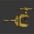 Rusty Yellow Clamp Hardware Tool with Durable Build for Secure Holding Applications