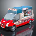 Red And Beige Ice Cream Truck With Blue Roof Leopard Print And Milk Bar Sign