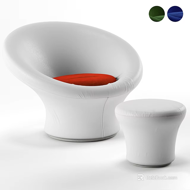 Modern White Dressing Table With Red Cushion Stool And Minimalist Sleek Design 3d model 