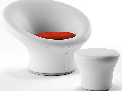 Modern White Dressing Table With Red Cushion Stool And Minimalist Sleek Design 3d model