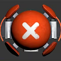 Red Robot Character Design With Round Head Glowing Eyes Metallic Body And Red Legs