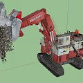 Red Tracked Functional Excavator Shoveling Rocks At Construction Site 3d model