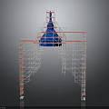 Construction Scaffolding Equipment Featuring Red White Metal Frame And Safety Support Structure