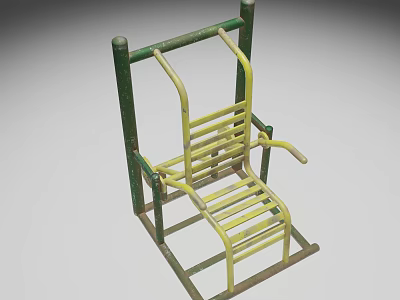 Outdoor Fitness Equipment With Green Yellow Metal Frame For Stretching Exercises 3d model