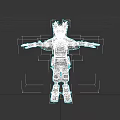 Armored Game Movie Character With Green Yellow Outfit And Outstretched Arms
