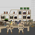Modern children's table and chair floor lamp combination 3d model