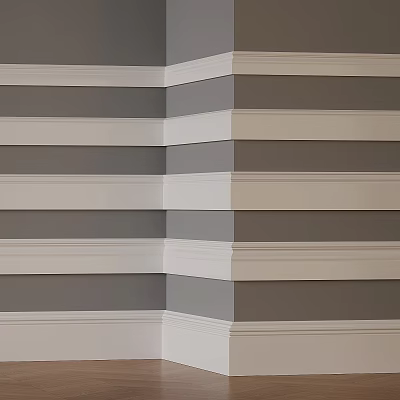 Layered Interior Wall Design With Gray And White Striped Patterns 3d model