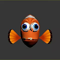 Cute Cartoon Style Clownfish With Vibrant Orange White Stripes Big Blue Eyes And Orange Fins