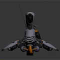 Futuristic Sci Fi Mechanical Device With Silver Orange Color And Complex Structure 3d model